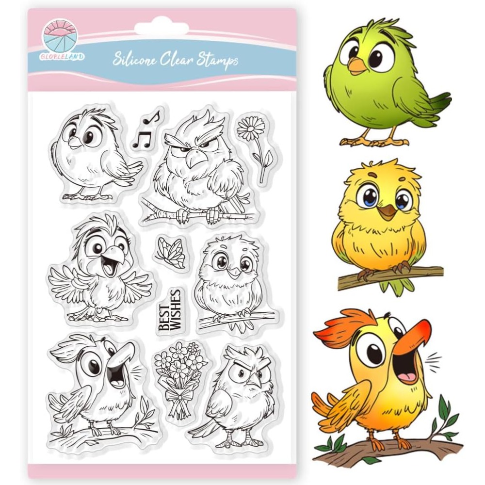 Artwork Craft - مضحك الطيور واضح Stamps لسكرابوكينغ الزهور