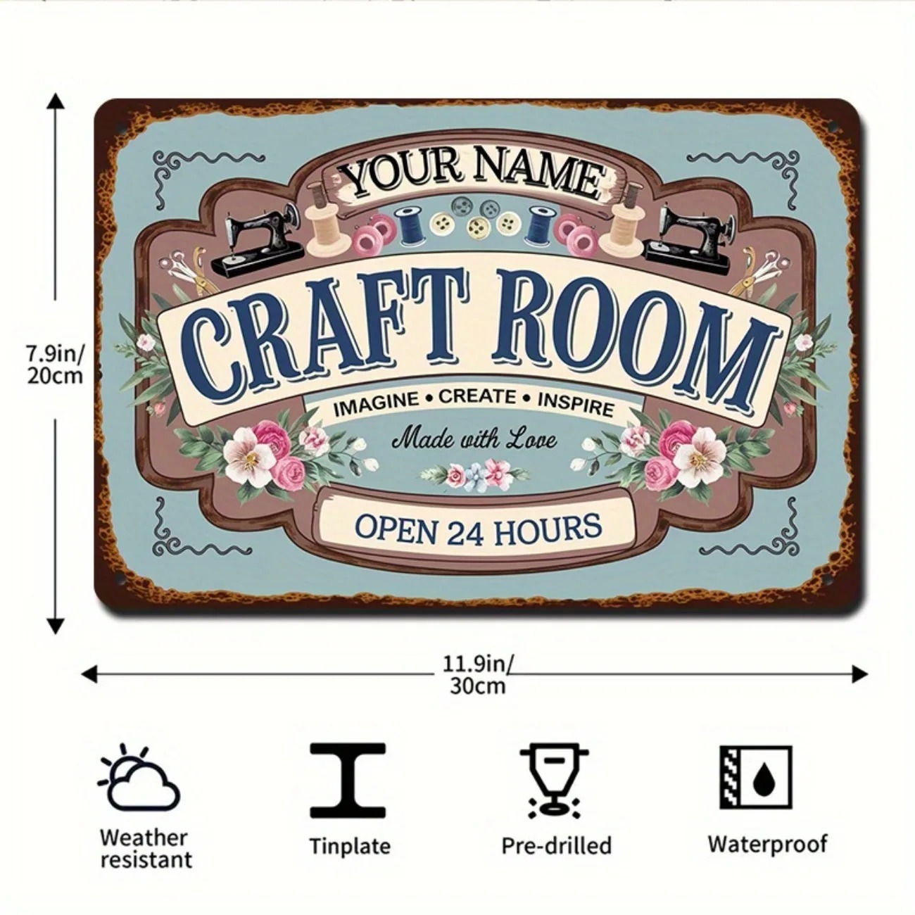 Art Craft Room - لافتة معدنية مخصصة لغرفة الحرف اليدوية،